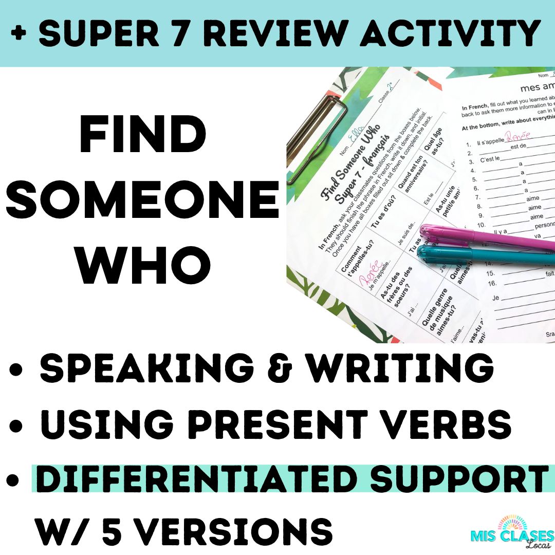 French Super 7 Verbs Present Tense Bundle from Mis Clases Locas