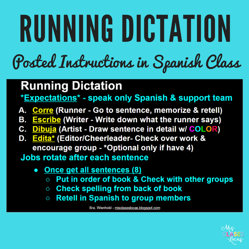 Running Dictation in Spanish class