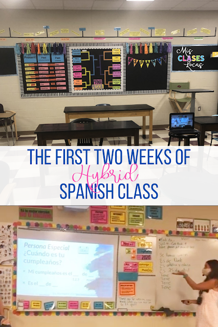 The First 2 Weeks of Spanish Class - Back to School with Hybrid Spanish Class - shared by Mis Clases Locas