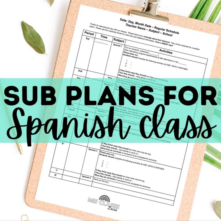 Sub Plans for Spanish Class shared by Mis Clases Locas