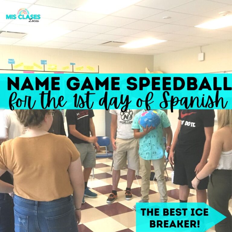 1st Day of Spanish Class Activity Name Game Speedball Ice Breaker