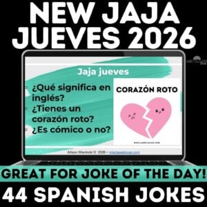 Jaja Jueves 2026 Spanish joke of the day slides for Spanish class