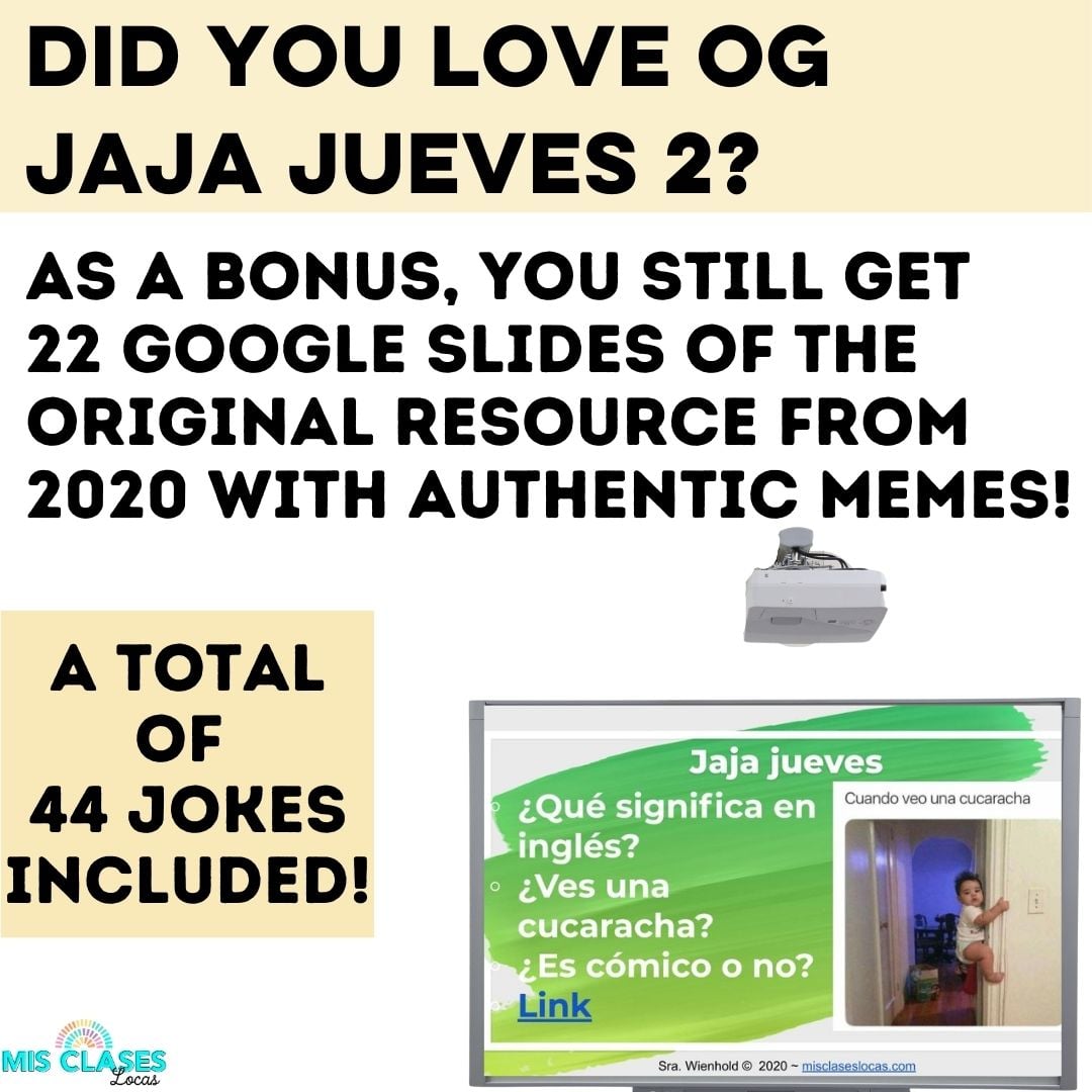 Jaja Jueves Spanish joke of the day slides for Spanish class