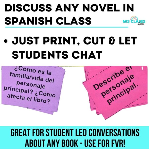 Question Cards for any novel in Spanish class