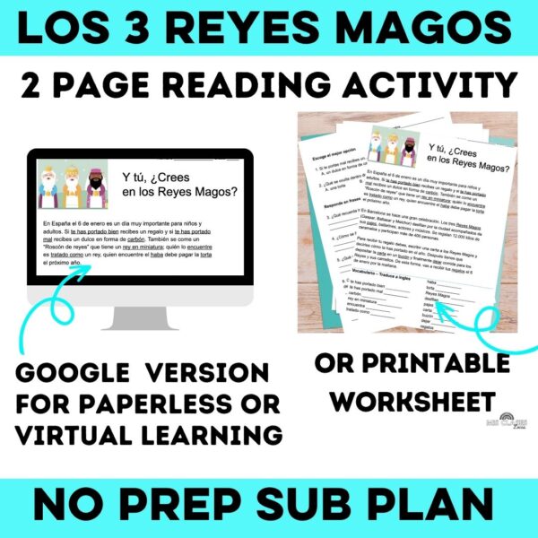 Los 3 Reyes Magos Reading for Spanish Class Worksheet from Mis Clases Locas