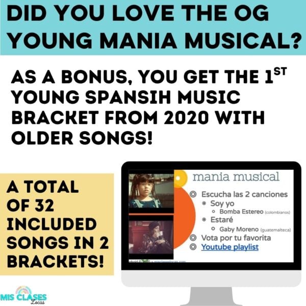 2026 Middle School Spanish Music Bracket mania musical - Mis Clases Locas