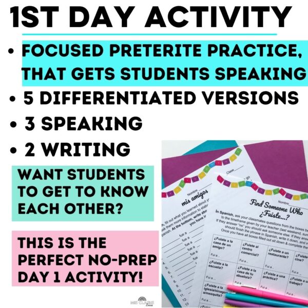 1st Day of Spanish 2 Activity