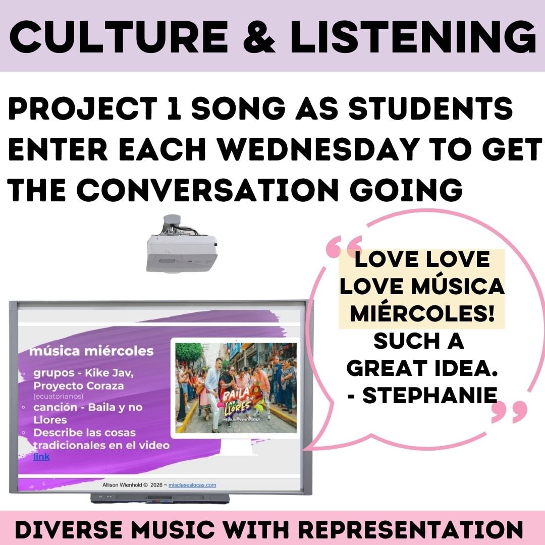 Música miércoles 2026 from Mis Clases Locas new Spanish Class Music
