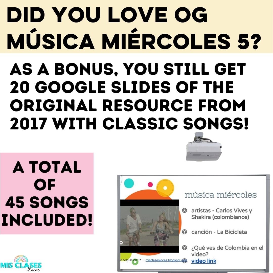 Música miércoles from Mis Clases Locas Spanish Class Music
