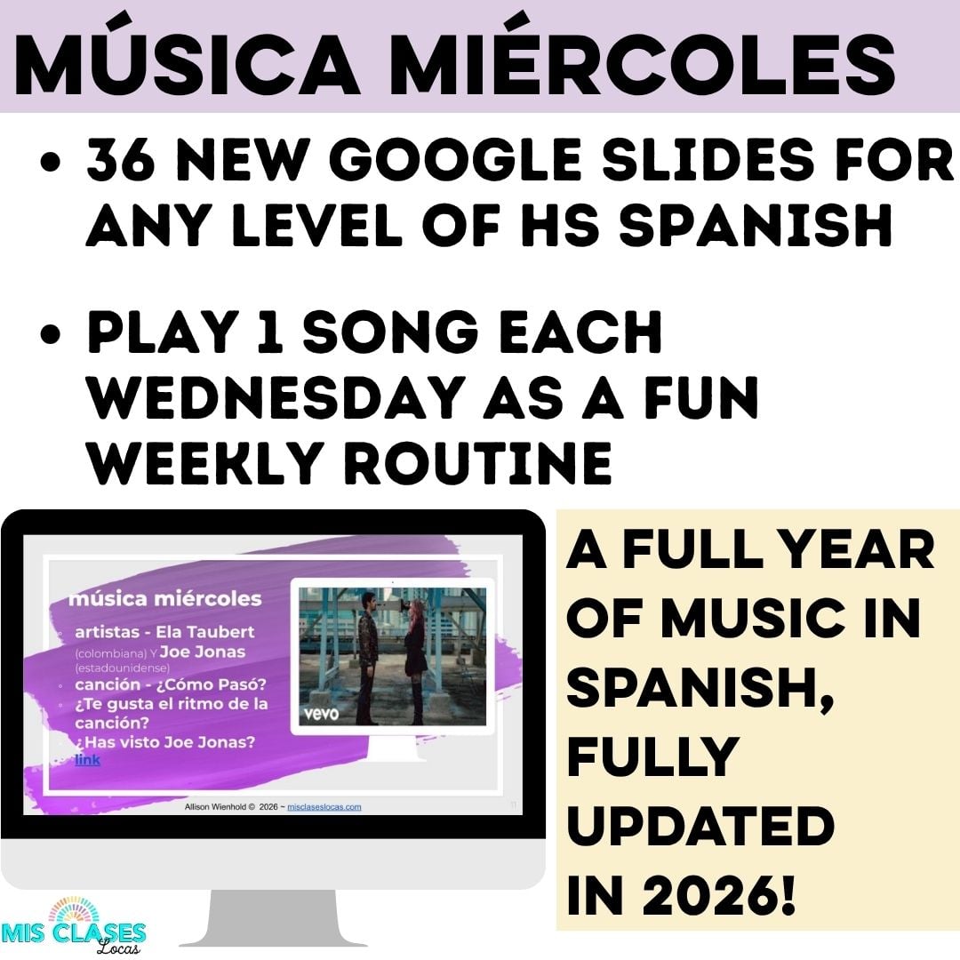 Para Empezar year of Spanish Class Routines with music from Mis Clases Locas