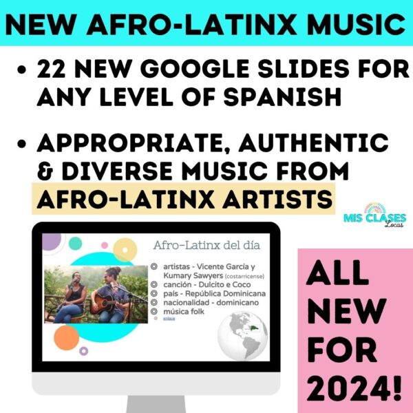 New Afro-Latinx Music for Spanish class 2024 from Mis Clases Locas