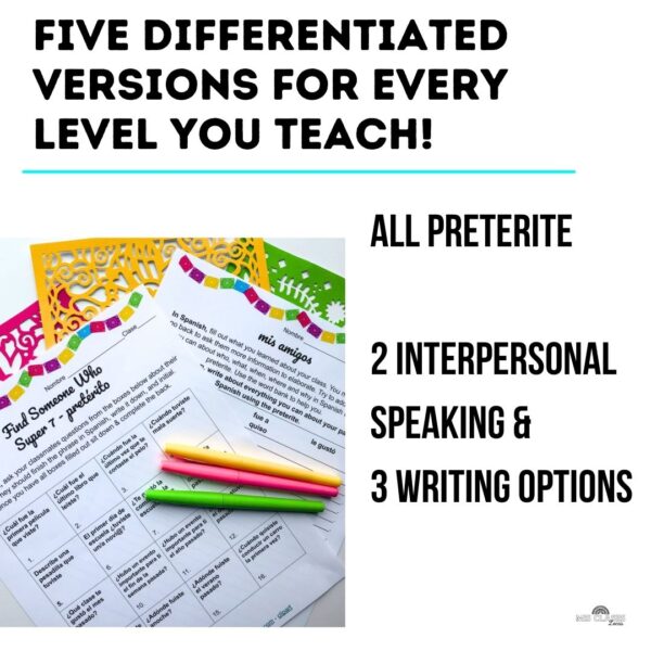 Spanish Preterite Conversation Activity is Differentiated