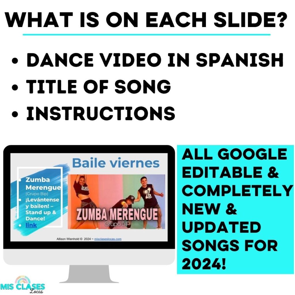 Baile viernes 2024 Spanish Brain Breaks - Mis Clases Locas