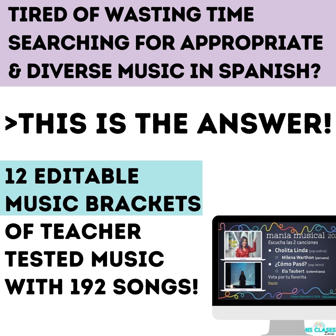 Mania Musical Spanish Growing Music Bracket from Mis Clases Locas