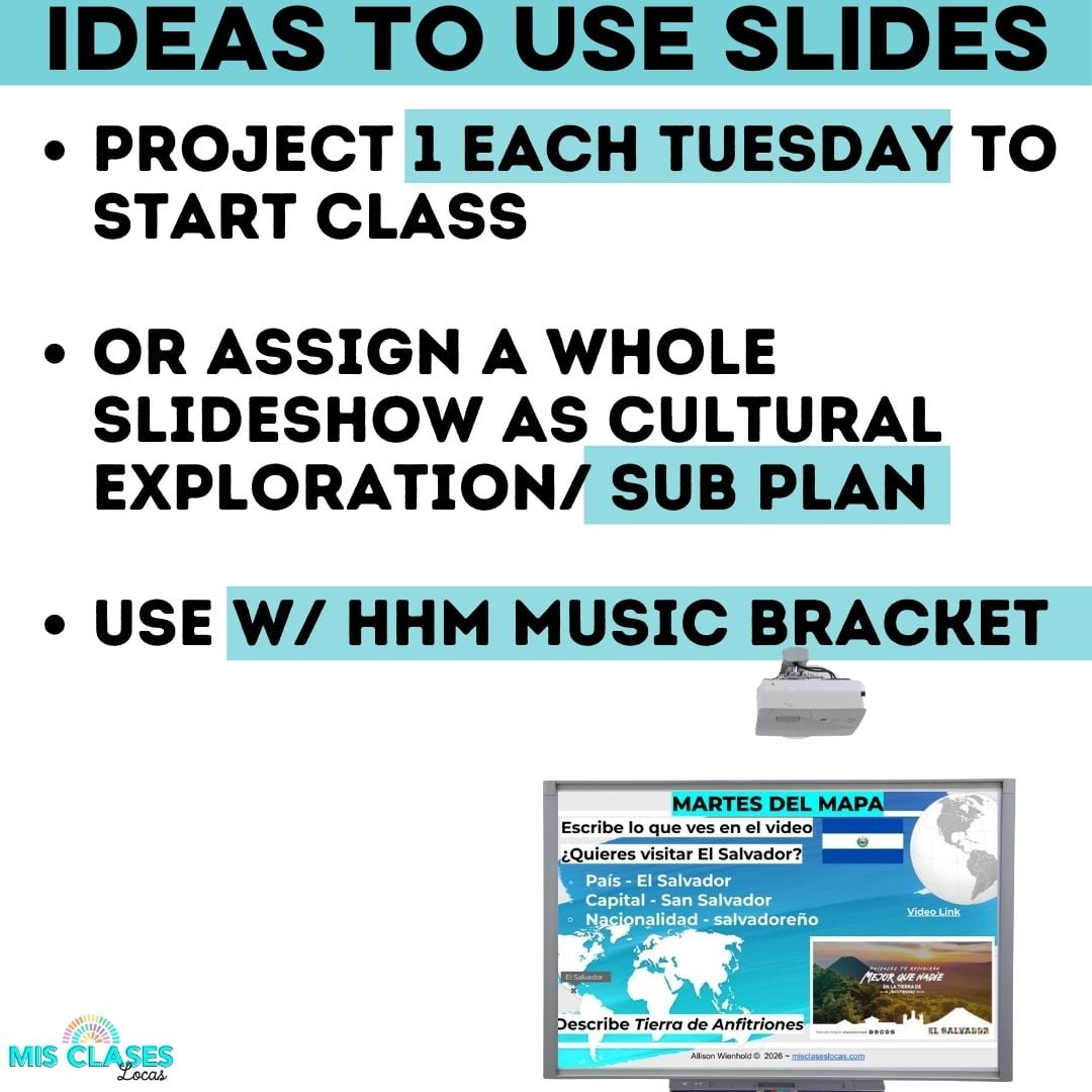 Martes de mapa 2026 Spanish Speaking Countries Google Slide Bell Ringers from Mis Clases Locas