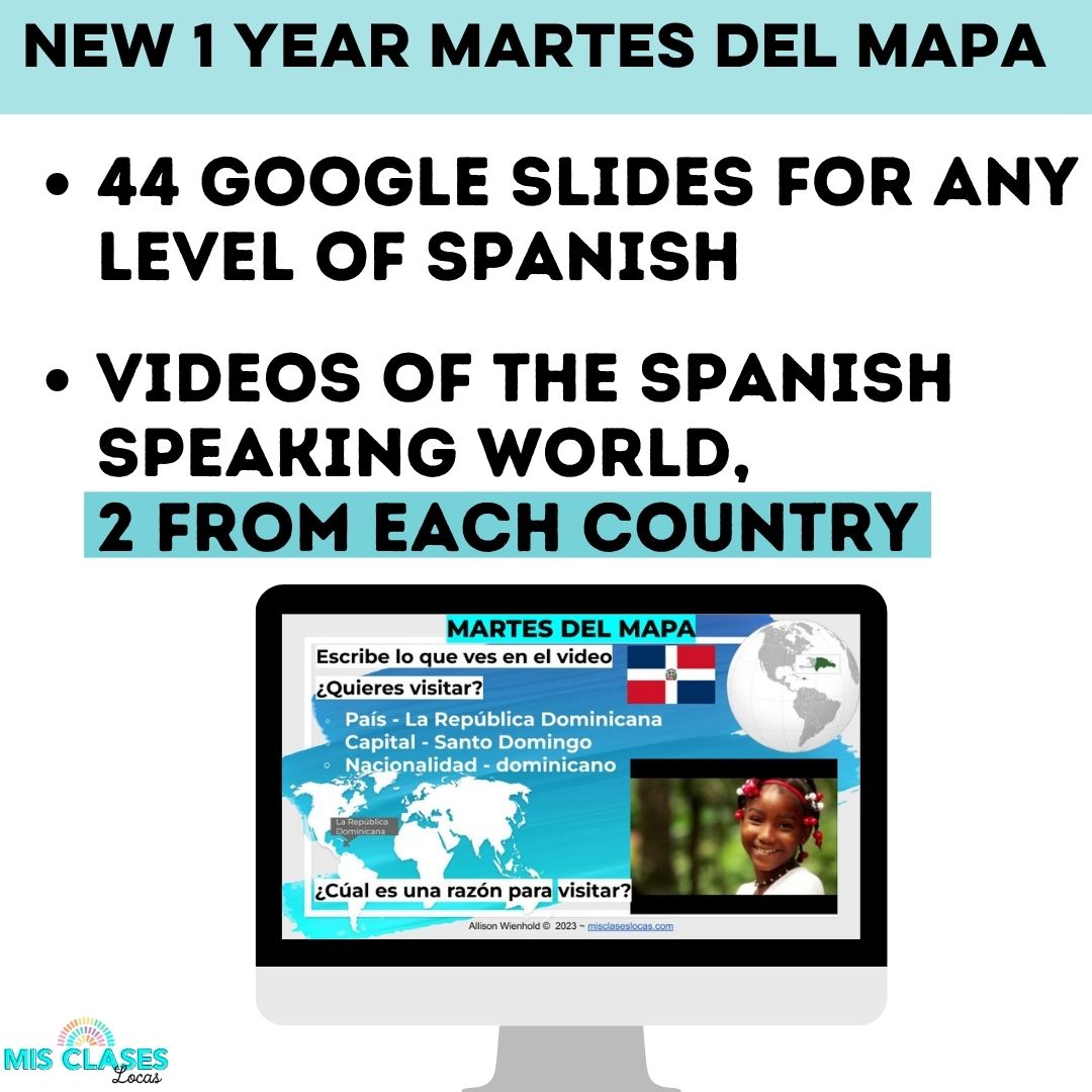 Martes de mapa Bundle Spanish Speaking Countries Google Slide Bell Ringers from Mis Clases Locas