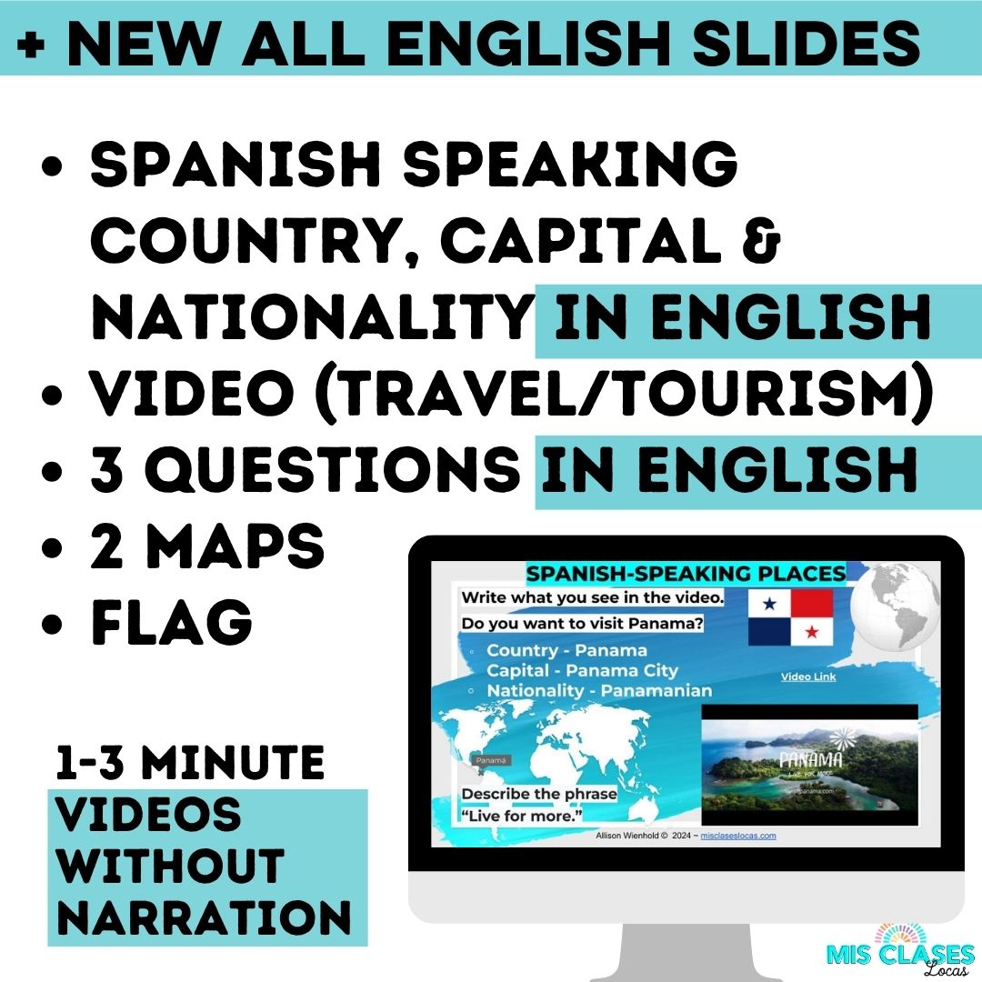 Martes de mapa Bundle Spanish Speaking Countries Google Slide Bell Ringers from Mis Clases Locas