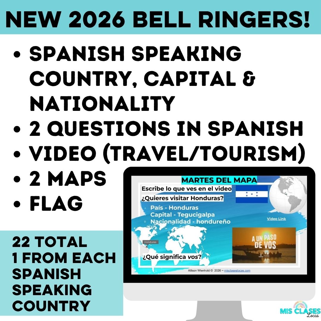 Martes de mapa Bundle Spanish Speaking Countries Google Slide Bell Ringers from Mis Clases Locas