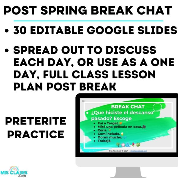 Spanish Class Weekend Chat Slides for after Spring Break