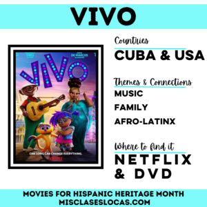 The movie Vivo for Hispanic Heritage Month