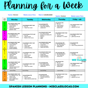 Sustainable Spanish Lesson Planning for a week from Mis Clases Locas