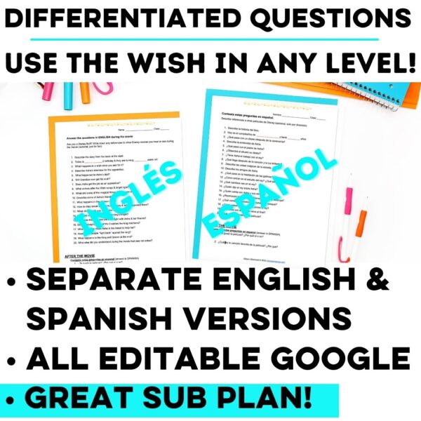 Wish Movie Questions in Spanish & English.