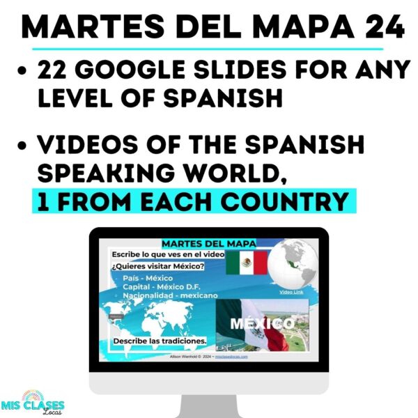 Martes de mapa Spanish Speaking Countries Google Slide Bell Ringers from Mis Clases Locas