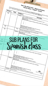 Sub plans for Spanish class shared by Mis Clases Locas