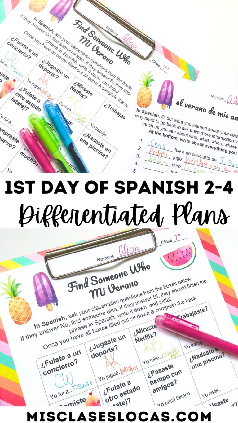 1st Day of Spanish 2, 3, 4 Plans - Mis Clases Locas
