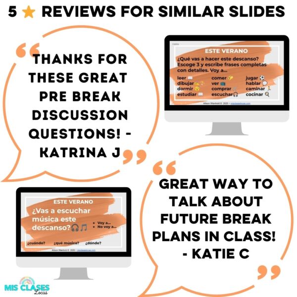 Last Day of Spanish Class Activity - este verano digital slides from Mis Clases Locas