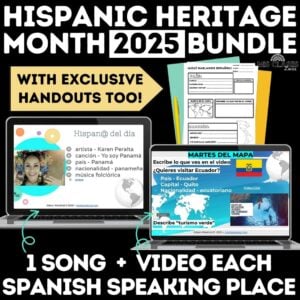Hispanic Heritage Month Activities in Spanish class bundle shared by Mis Clases Locas