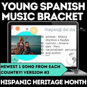 NEW YOUNG Hispanic Heritage Music Bracket 2026 for Spanish class from Mis Clases Locas