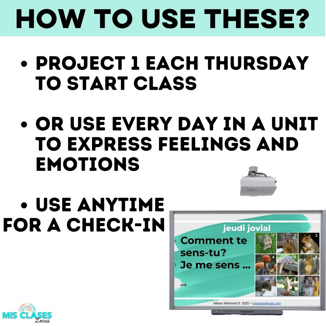 French Class SEL Check In Bell Ringers shared by Mis Clases Locas